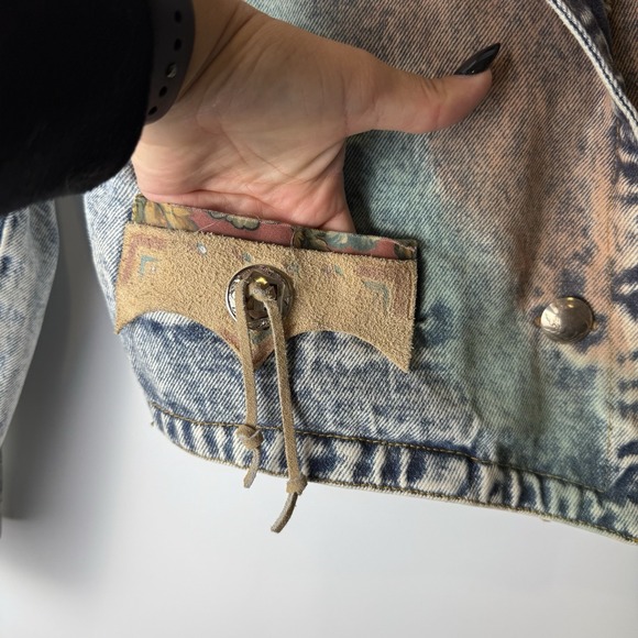 VTG 80s 90s Womens Sz S Western Denim Jacket Acid Wash Southwestern Cowgirl USA - Picture 4 of 14
